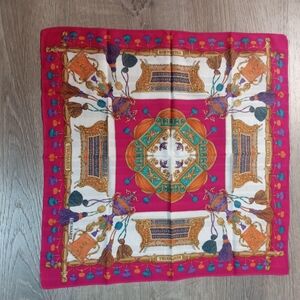 Cotton Handkerchief Vibrant Pink and Multicolor 18x18